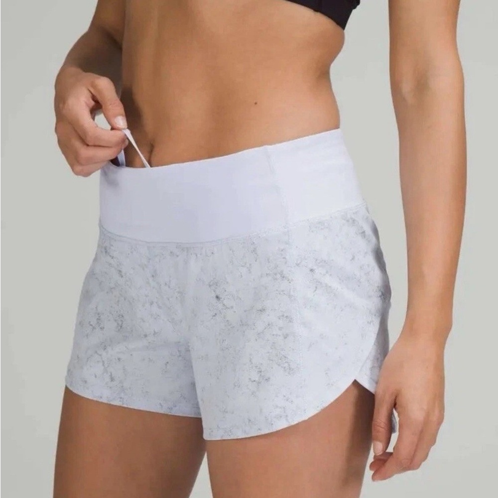 Lululemon Athletica Gravel Dust Pastel Blue Speed Up Mid Rise Shorts